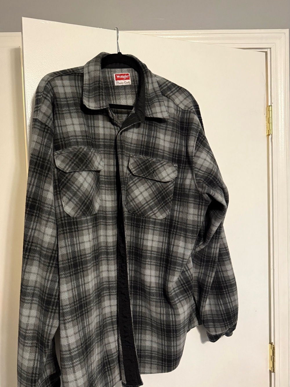 Wrangler Black and Gray Plaid Lightweight Shacket